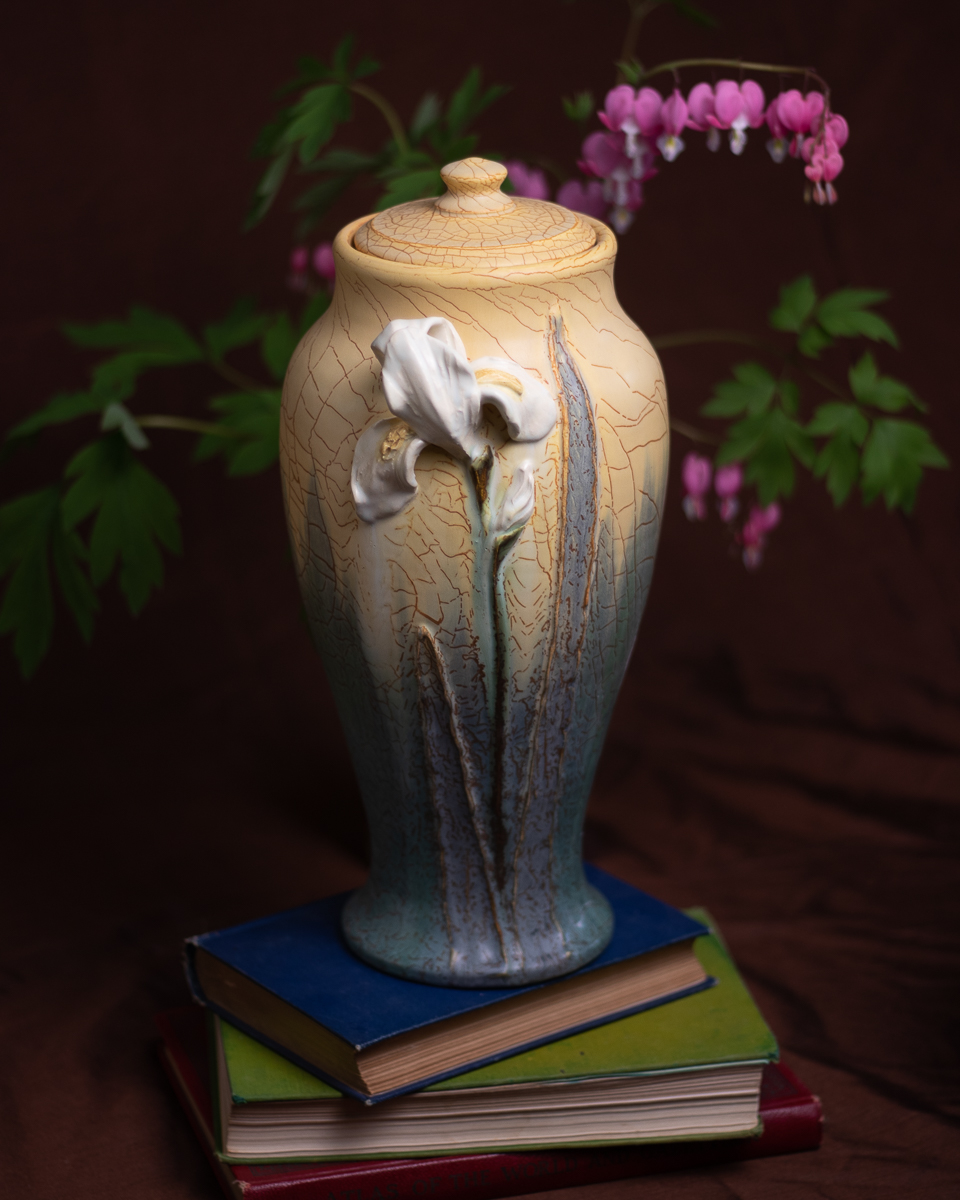 Iris Large Lidded Jar Ephraim Pottery