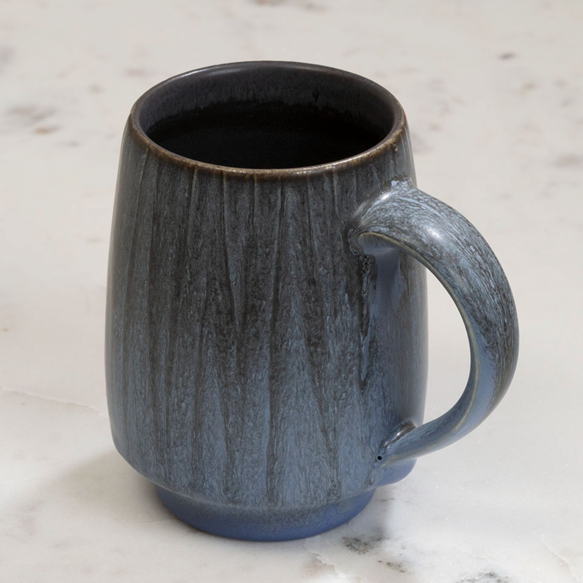 Huge Hand Thrown Pottery Mug Blue Large Carved Mug Oversized Blue Pottery  Mug
