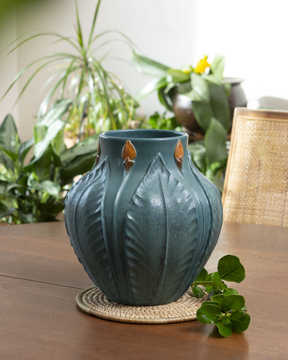 Craftsman Rose Ceramic Pottery Lidded Jar 