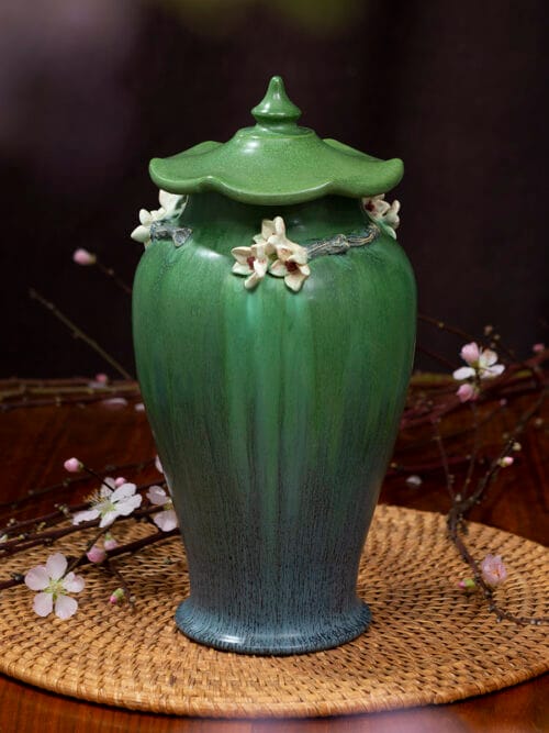 Cherry Blossom Large Lidded Urn