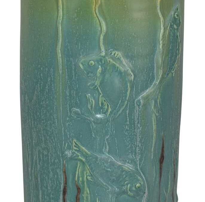 Tall Koi and Lily Pad Vase