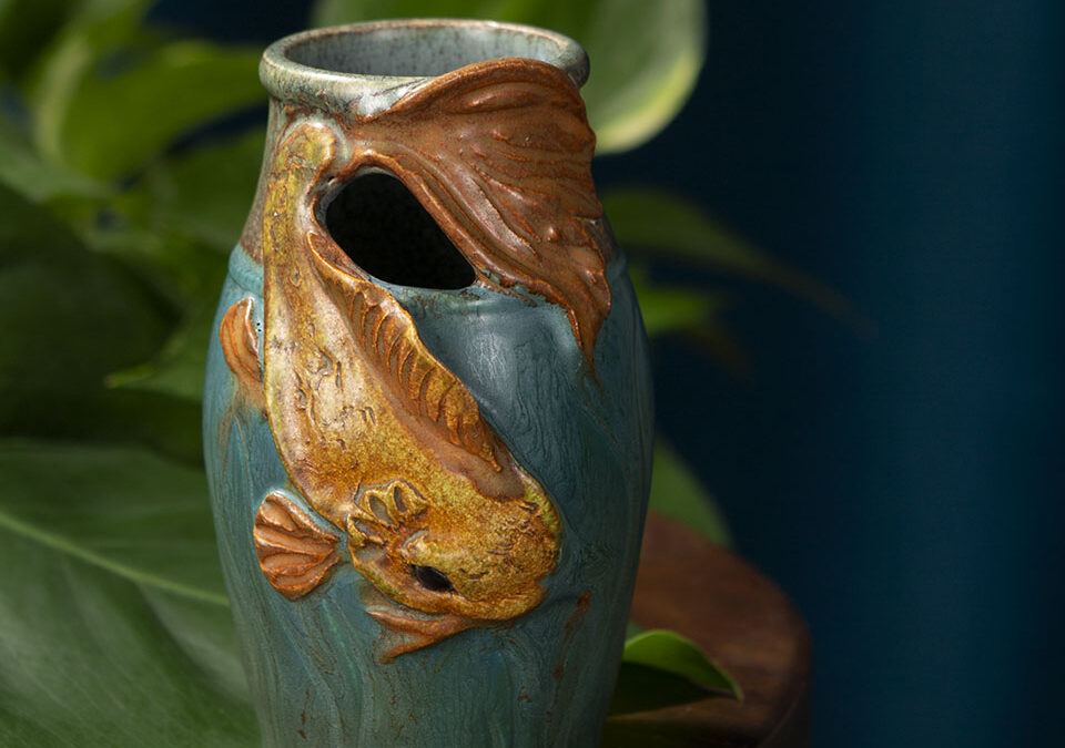 Miniature River Koi Vase