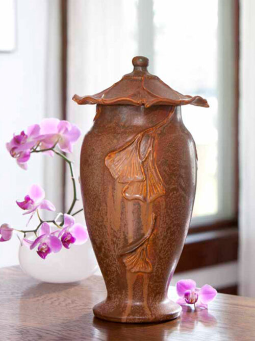 Ginkgo Large Lidded Urn
