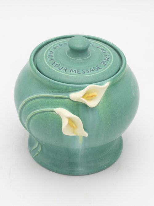 Calla Lily Small Customizable Lidded Urn in Seaspray Blue