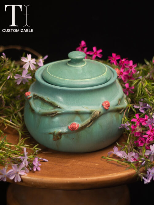 Rose Small Lidded Urn